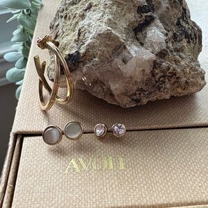 Avon GoldTone Hoops & Rhinestone & Pearl Stud Earring Set - 3 pairs E4
